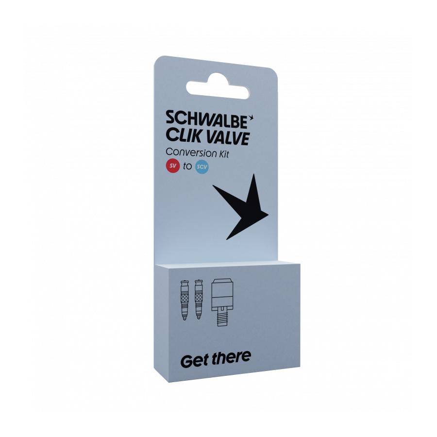 Kit de conversion Schwalbe Clik Valve - Presta - (Valves  avec adaptateur de pompe)