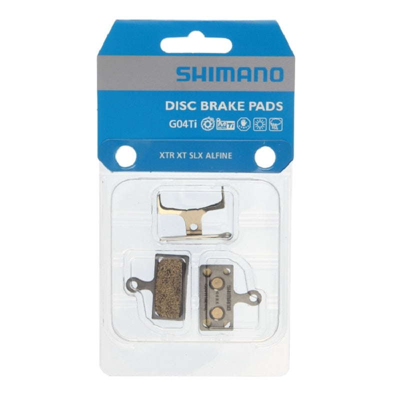 Plaquettes frein à disque vélo métallique Shimano G04Ti