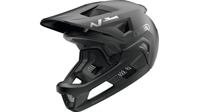 Casque VTT intégral enfant Abus Youdrop FF noir mat avec mentonnière amovible pour protection optimale