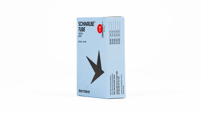 Chambre a air Schwalbe 20 pouces avec valve Presta et Schrader 40 mm eco-responsable pour velo