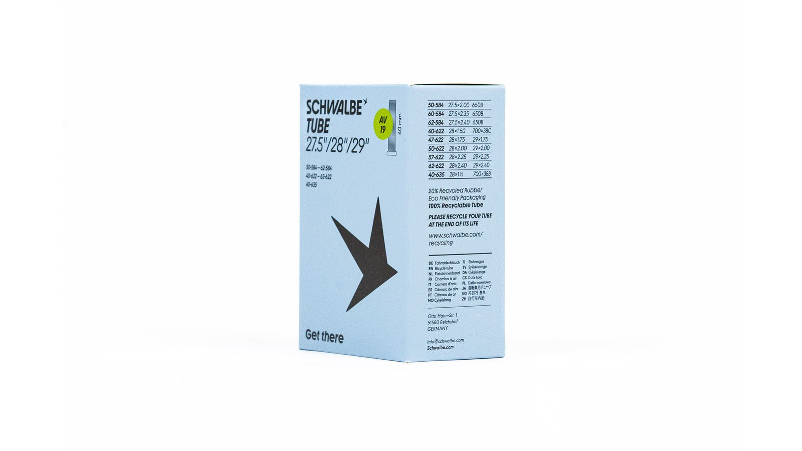 Chambre a air Schwalbe 29 pouces valve Schrader 40 mm pour VTT et velo tout terrain robuste et fiable