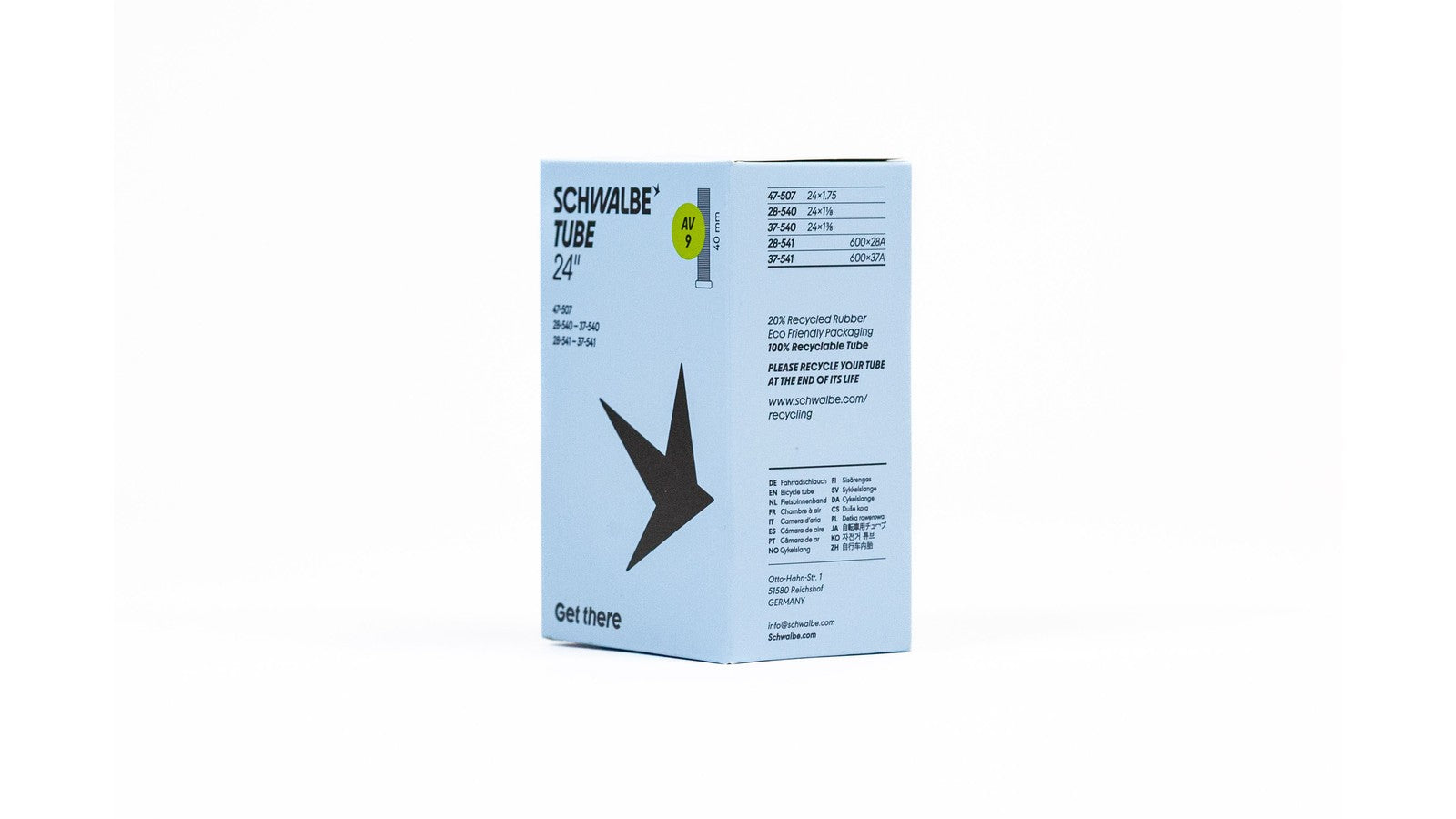 Chambre a air Schwalbe 600 compatible Presta et Schrader 40 mm pour velo 24 pouces