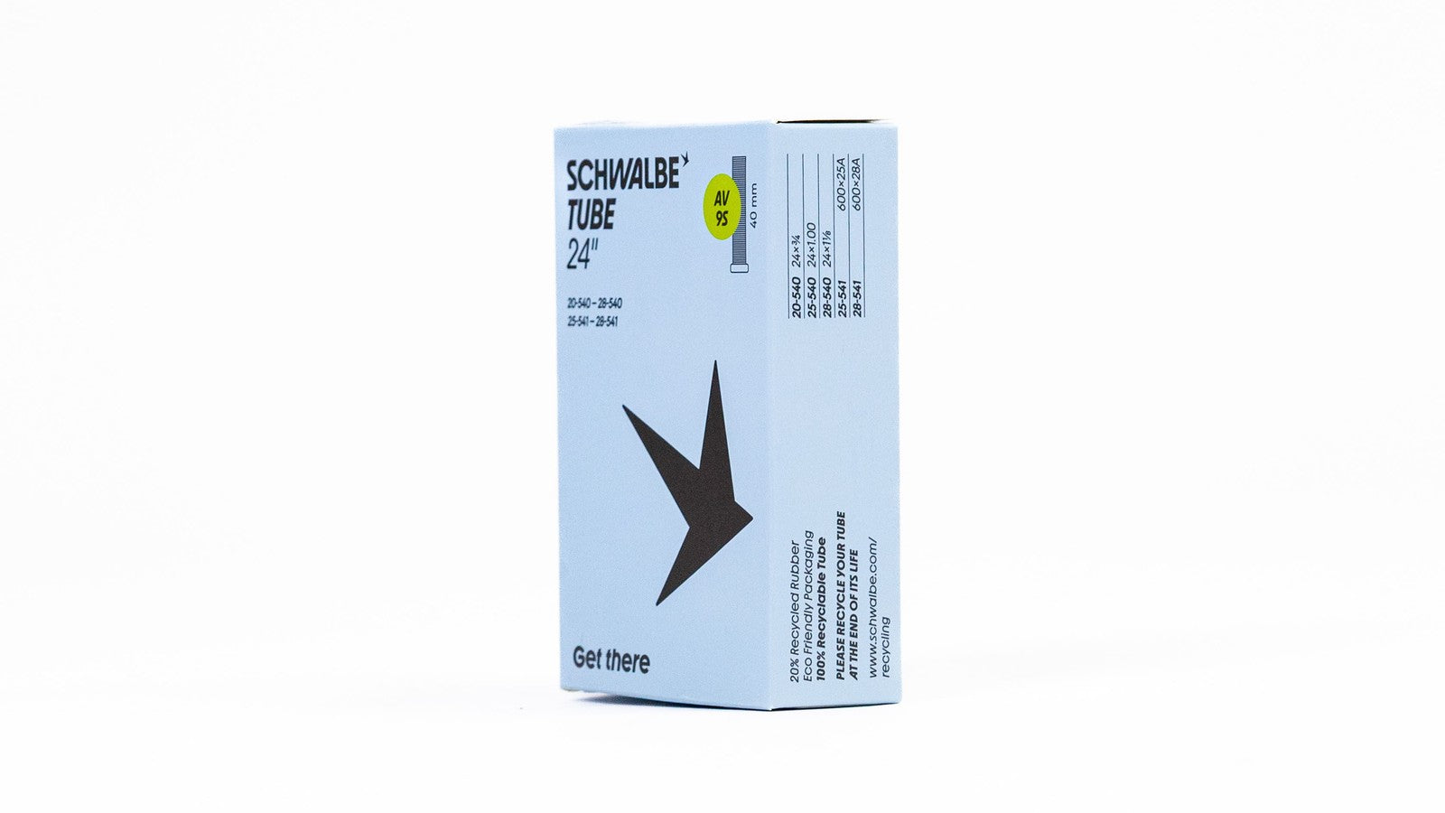 Emballage chambre a air Schwalbe 600 compatible valves Presta et Schrader 40 mm pour velo 24 pouces - vue 2