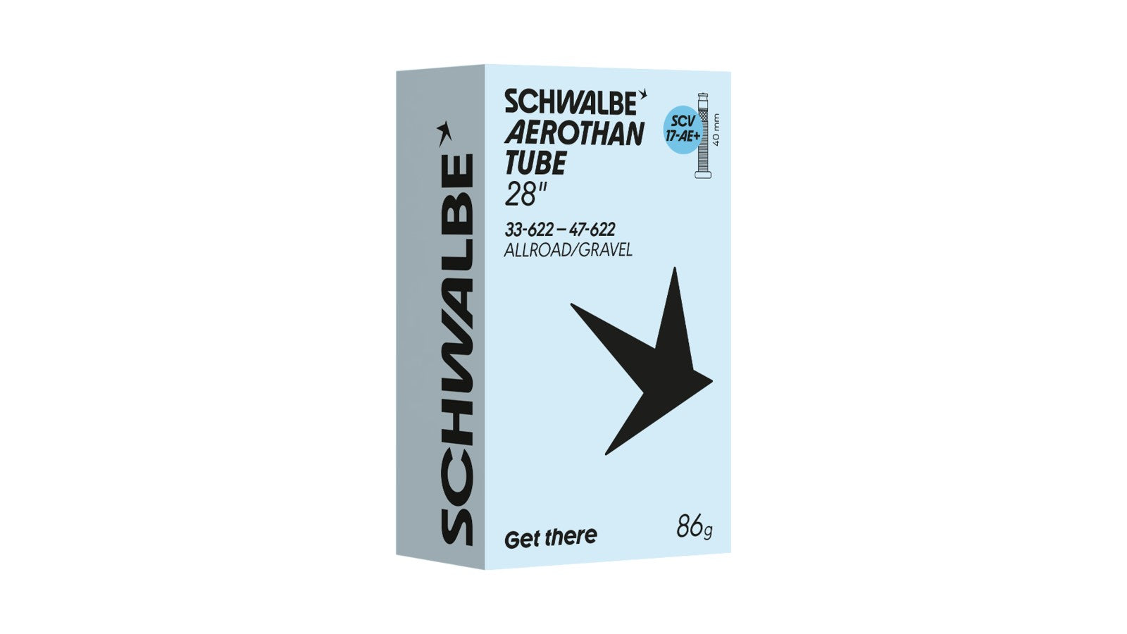 Chambre a air Schwalbe Aerothan 700 pour velo gravel et allroad, ultra legere et performante, poids 86g