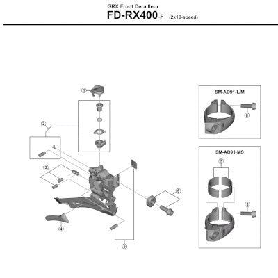 Dérailleur avant GRX RX400 double-plateaux chaine 2x10V Shimano - #2