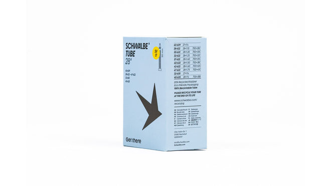 Packaging chambre a air Schwalbe 700 29 pouces avec valve SV 50 mm eco-responsable et recyclable