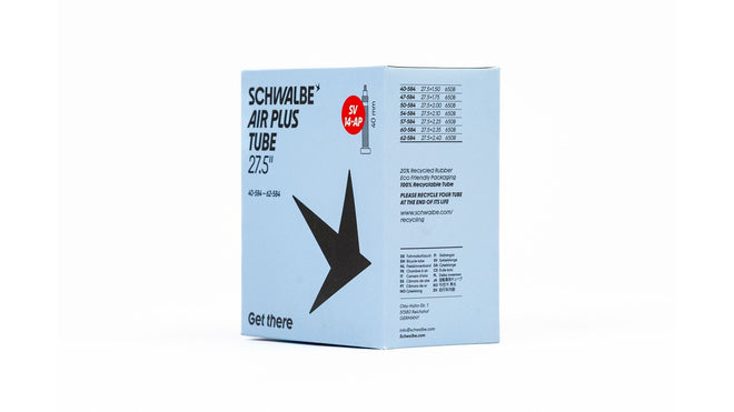 Chambre à air Schwalbe Air Plus 27.5 pouces avec valve Presta 40 mm, résistante aux crevaisons