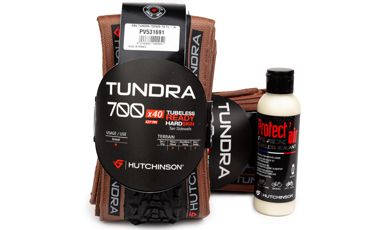 Set de pneus Gravel Hutchinson Tundra 700 avec liquide préventif Tubeless 150mL #1